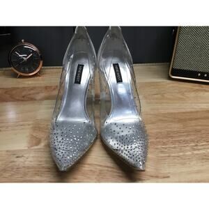 Nine West Franca Pump Women's US 8.5 Clear Rhinestone Pointed Toe Stiletto Heels